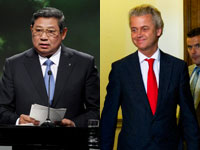 De Indonesische president Yudhoyono heeft problemen met Wilders, 
maar zegt er zijn staatsbezoek niet om af