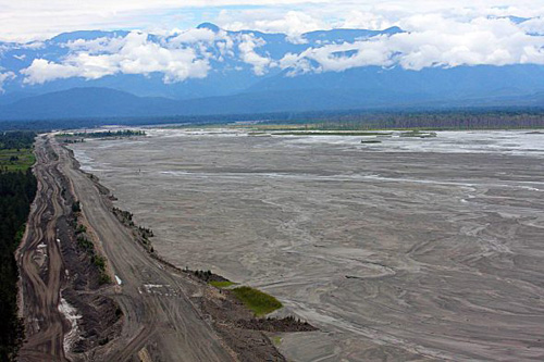 The Grasberg mine has damaged surrounding river systems, such as the Ajikwa river above [West Papua Media