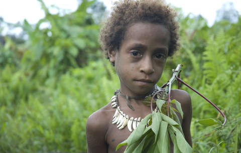 A Korowai girl in West Papua, which has been occupied by Indonesia since 1963