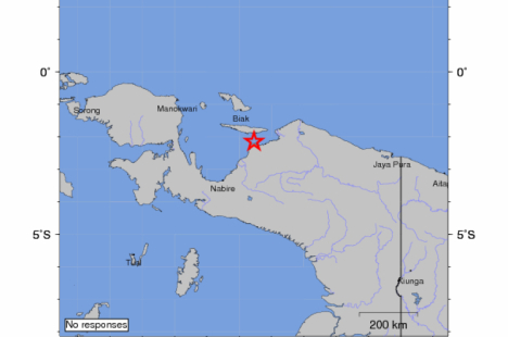 Damage has been reported in Biak after it was struck by a large 
earthquake. (Graphic courtesy of the US Geological Survey)