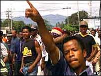 West Papuans protesting against Indonesia's military 